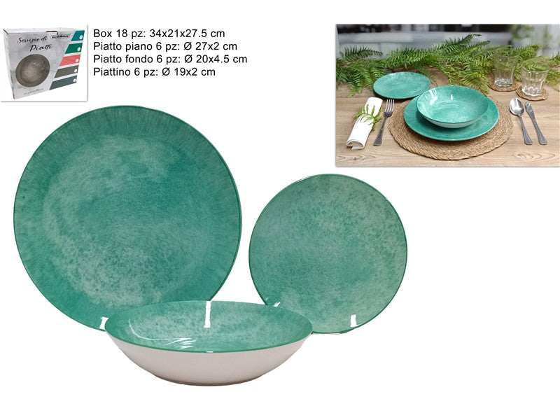 servizio piatti porcellana 18pz verde chiaro (F.10.83) HSPR018LIGHT GREEN @