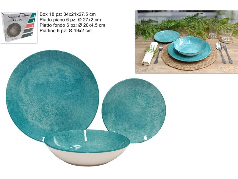 servizio piatti porcellana 18pz turchese (F.10.83) HSPR018 TURQUOISE@