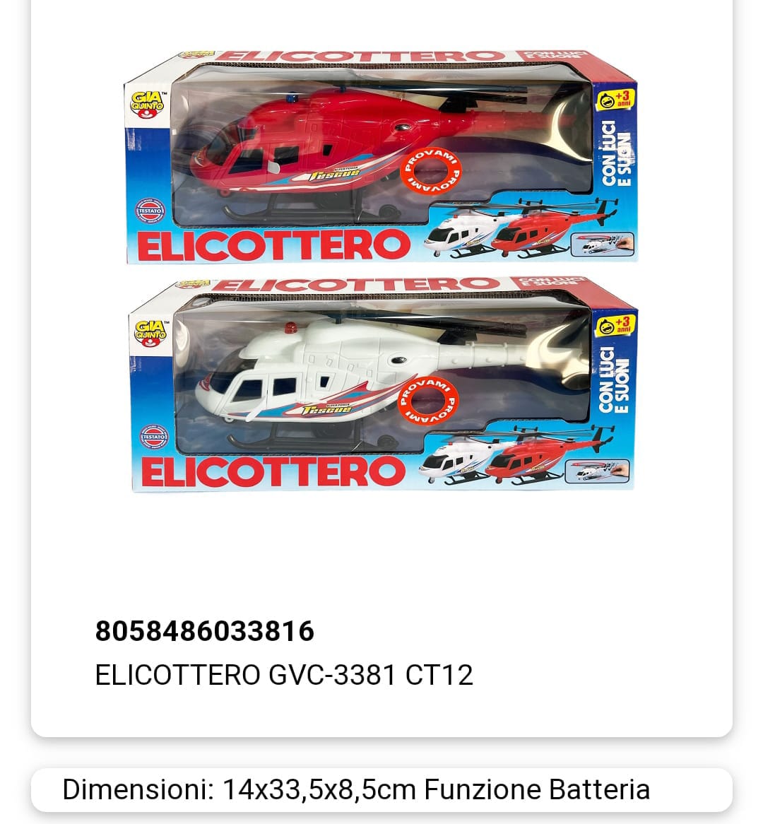 Elicottero con luci e suoni