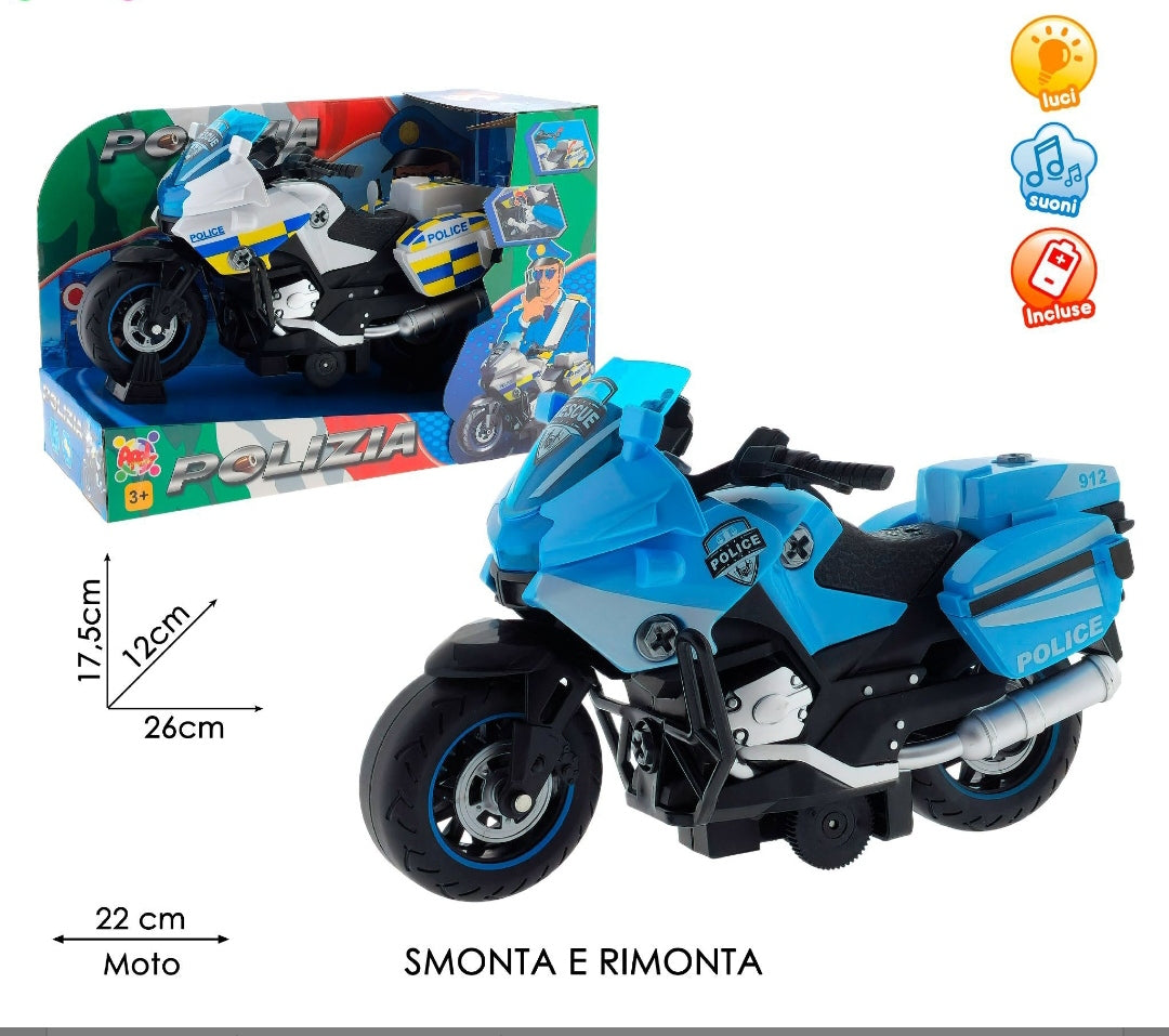 Moto Polizia Smonta e Rimonta con Luci e Suoni