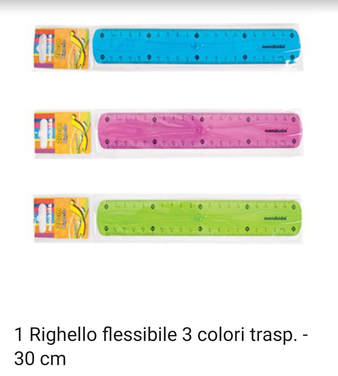 righello flessibile 3 colori trasparente 30 cm colori casuali