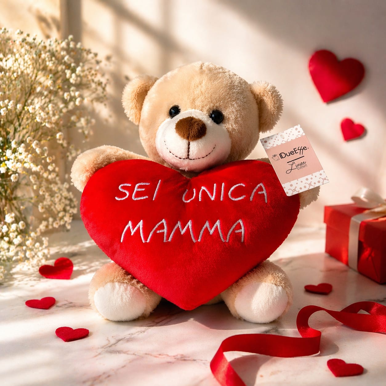 Regalo Festa Della Mamma Orsetto con cuore 3 assortiti cm 25