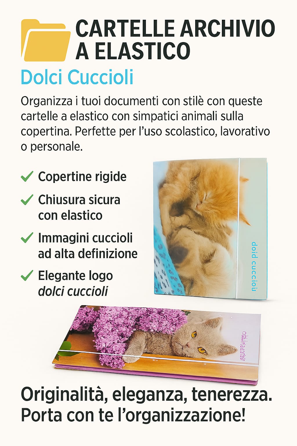 Cartellina rigida con elastico Dolci Cuccioli