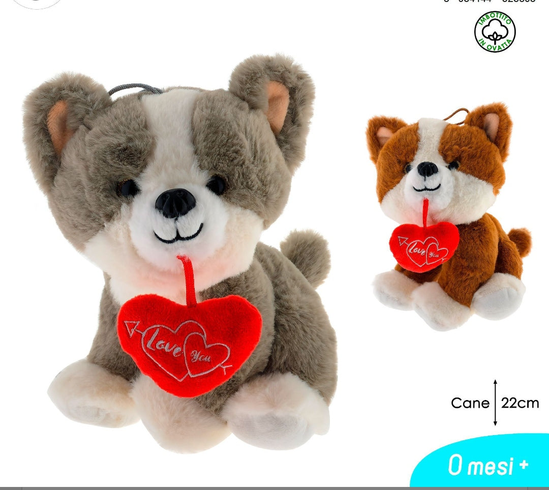 Cane cuore 2 assortiti cm 22
