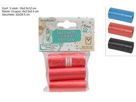 SACCHETTI IGIENICI PER CANI 3 ROTOLI x 15 PZ 3COL6610-15