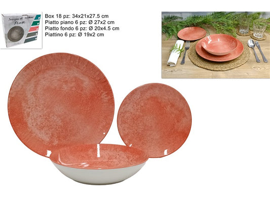 servizio piatti porcellana 18pz rosa scuro (F.10.83) HSPR018 DARK PINK@
