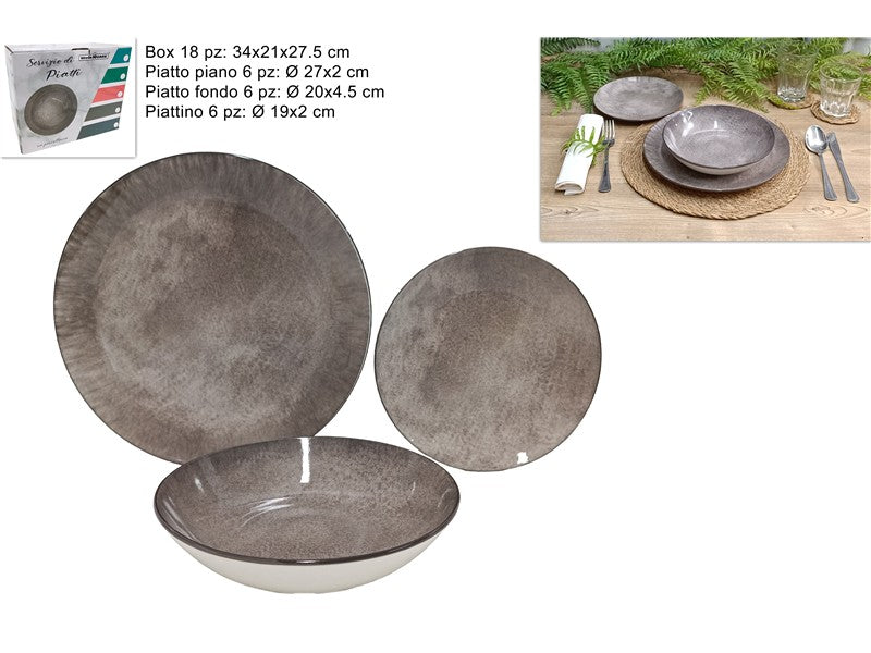 servizio piatti porcellana 18pz tortora(F.10.83) HSPRO18-DOVE @
