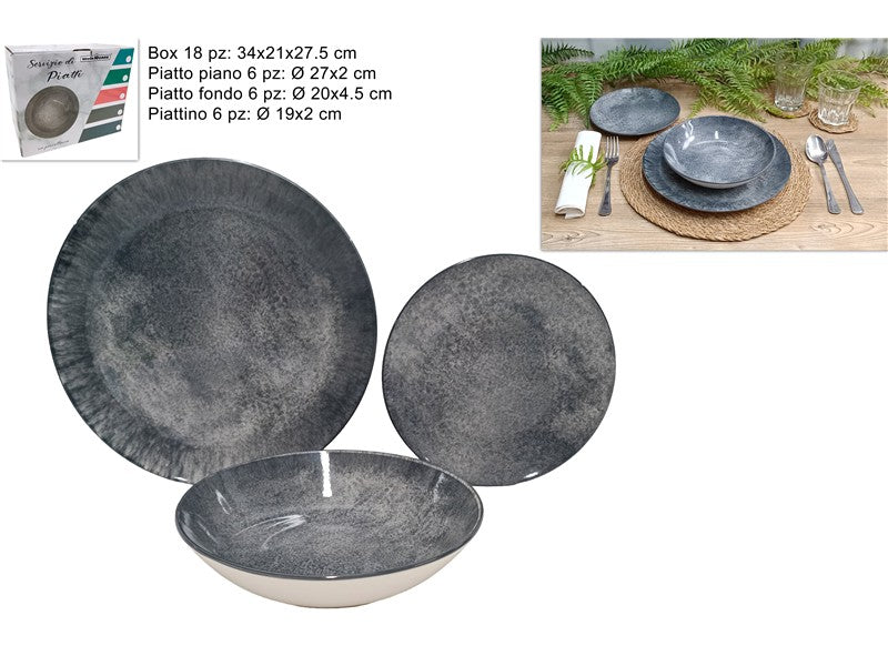 servizio piatti porcellana 18pz grigio(F.10.83) HSPRO18-GREY @