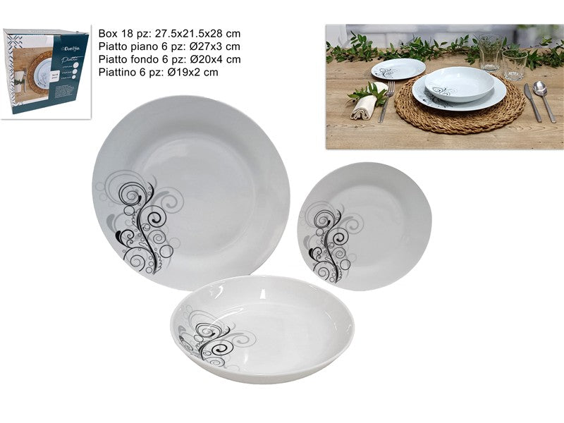 servizio piatti 18 pezzi porcellana decoro greca fiori (F.7,10) TLD23-0910 @