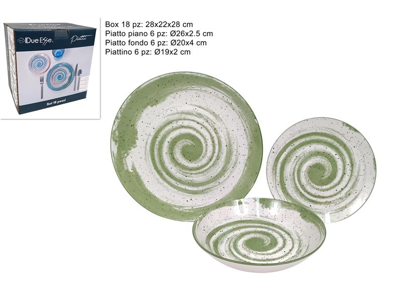 ervizio piatti 18 pz porcellana decoro vortice verde (F.8.50) WS241015D-GREEN@