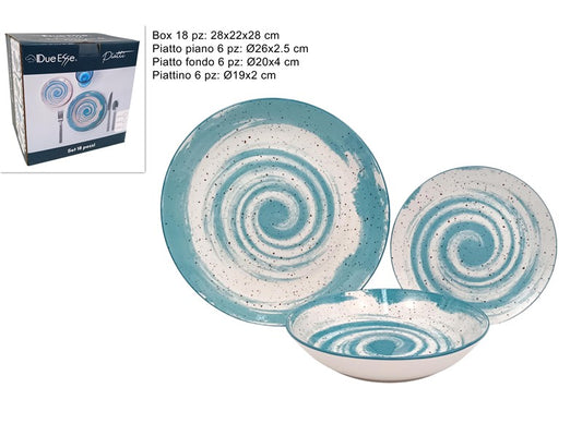 servizio piatti 18 pz porcellana decoro vortice celeste (F.8.50) WS241015D-LIGHT