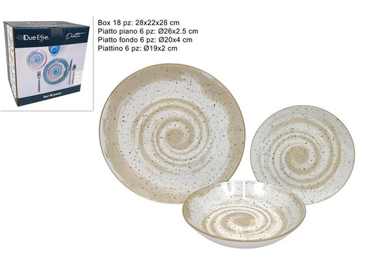 servizio piatti 18 pz porcellana decoro vortice beige (F.8.50) WS241015D-BEIGE@
