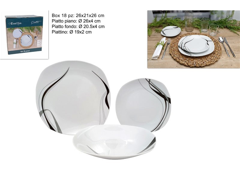servizio piatti quadrati 18pz porcellana fantasia (F.6.70) TLD24-1108
