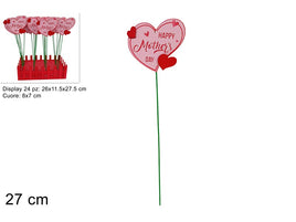 SPILLONE CUORE FESTA DELLA MAMMA IN LEGNO IN ESPOSITORE 27 cm