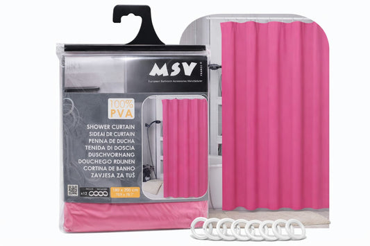 Tenda da doccia MSV rosa – 100% PVA impermeabile (180x200 cm)