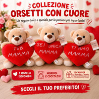 Regalo Festa Della Mamma Orsetto con cuore 3 assortiti cm 25