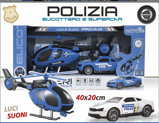 Set Elicottero e Supercar – Pompieri / Polizia con Luci e Suoni!