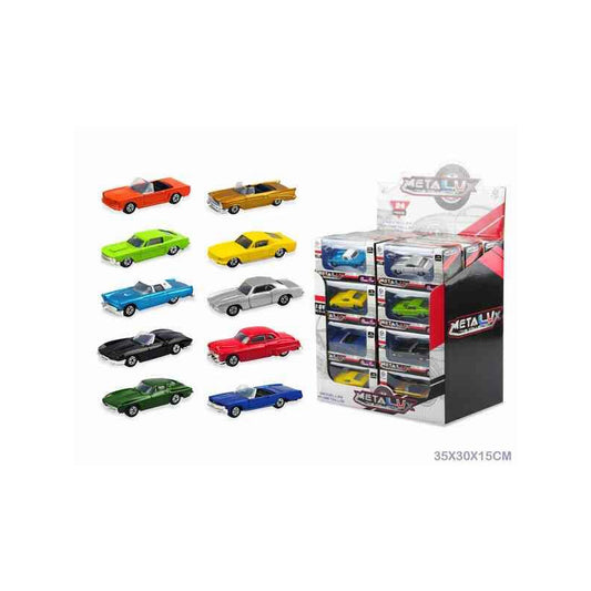 Set Veicoli in Metallo Modellini Assortiti cm 12x6x5 Display da 24 pz