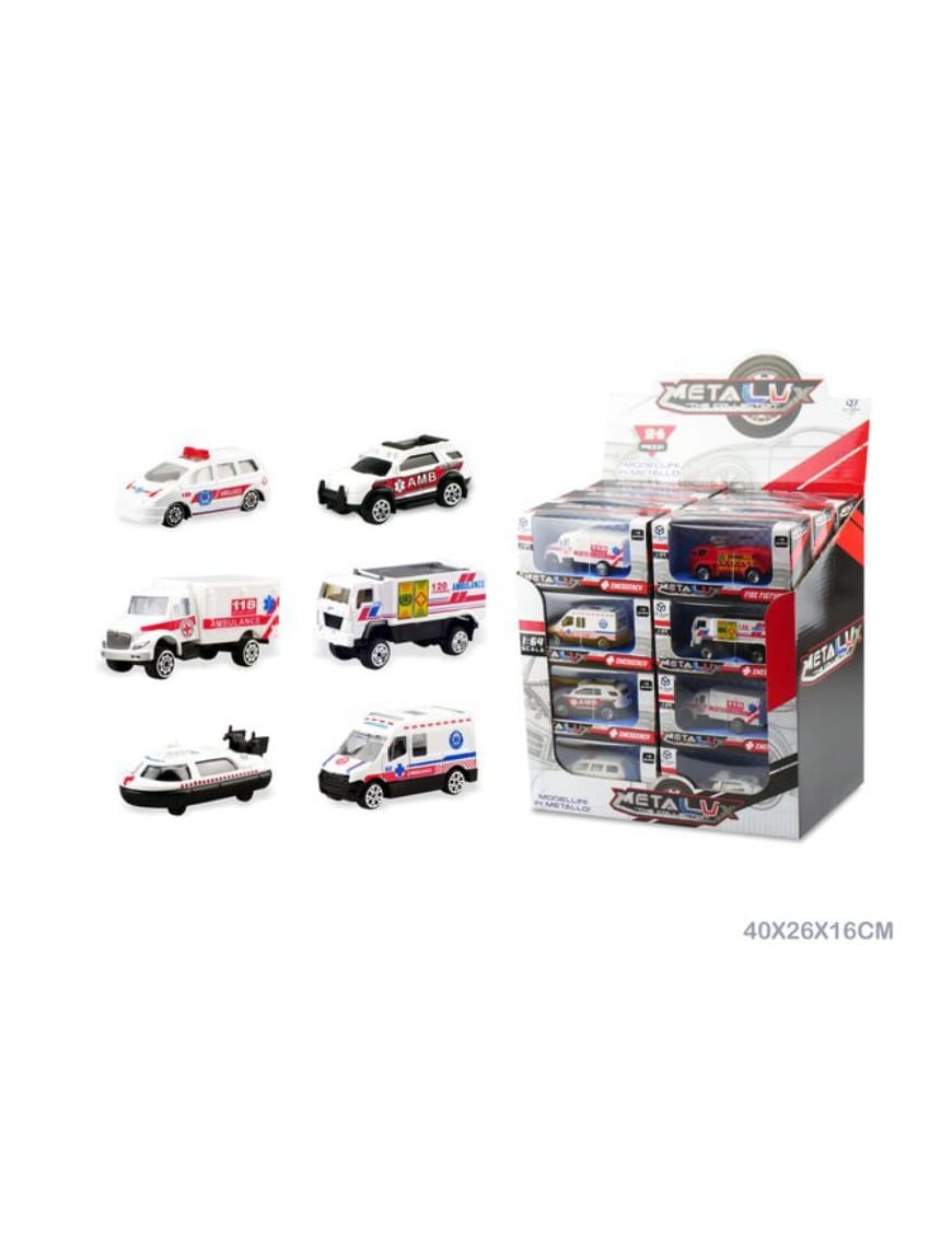 Set Veicoli in Metallo Modellini Assortiti cm 12x6x5 Display da 24 pz