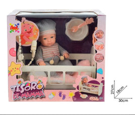 Bambola Neonato con Lettino e Accessori – Tesoro di Mamma