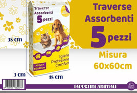 Tappetini Assorbenti per Animali – 5 Pezzi (60x60 cm)