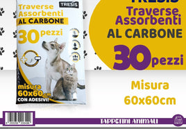 Tappetini Assorbenti per Animali al Carbone – 30 Pezzi (60x60 cm)