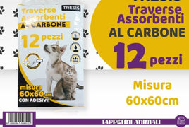 Tappetini Assorbenti per Animali al Carbone – 12 Pezzi (60x60 cm)