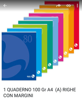 Quaderno A4  100 gr colori casuali