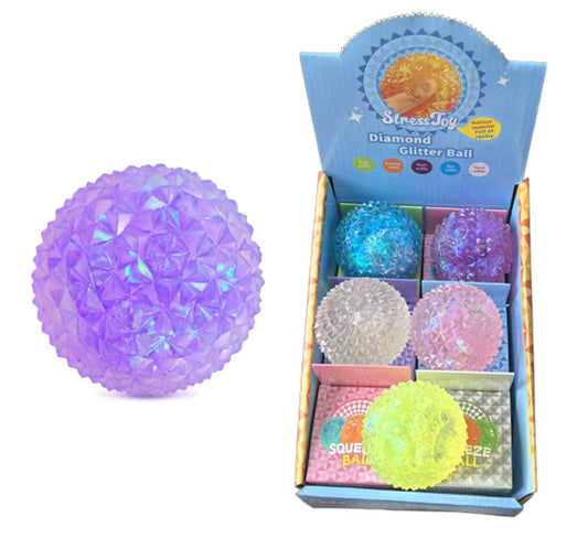 SQUISHY DIAMOND GLITTER BALL 6cm (TPR+Maltose) In box (6x6cm) In display da 12pz 3ass…x12…