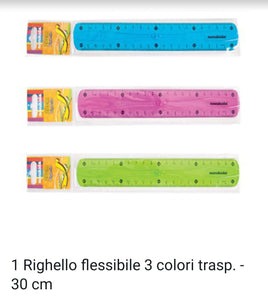 righello flessibile 3 colori trasparente 30 cm colori casuali