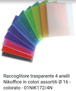 Raccoglitore Trasparente 4 Anelli Nikoffice in colori assortititi 16