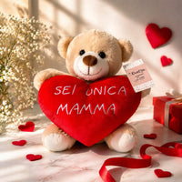 Regalo Festa Della Mamma Orsetto con cuore 3 assortiti cm 25