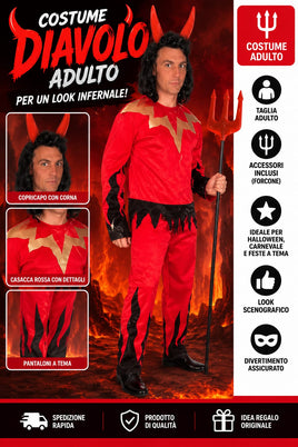 Costume da Diavolo Adulto – Rosso e Nero XL