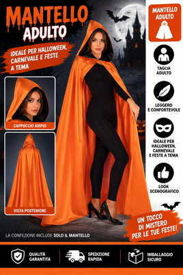 Mantello arancione da donna adulto – Costume Halloween / Carnevale