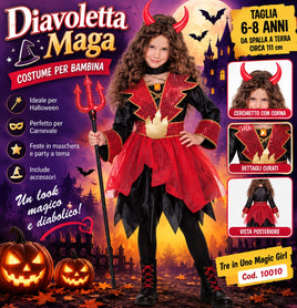 Costume Diavoletta Maga Bambina 6-8 anni – Halloween / Carnevale