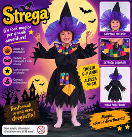 Costume Strega Bambina 8-10 anni – 124 cm – Halloween / Carnevale
