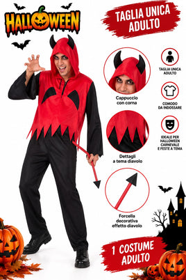Costume Halloween Diavolo Rosso  Adulto Taglia Unica