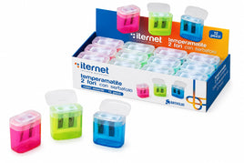 Temperamatite a 2 Fori con Serbatoio – Colori Assortiti