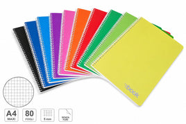 Quaderno Maxi Spiralato A4 – 80 Fogli Quadretti 5 mm – Senza Fori