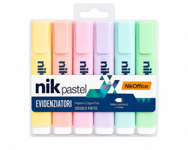 Evidenziatori Pastello NikOffice – Set 6 Colori