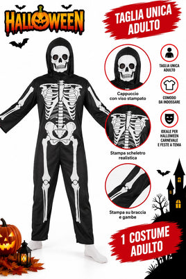 Costume Scheletro Halloween Adulto – Taglia Unica