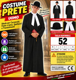 Costume da Prete Uomo – Taglia 52 – Carnevale / Feste a Tema