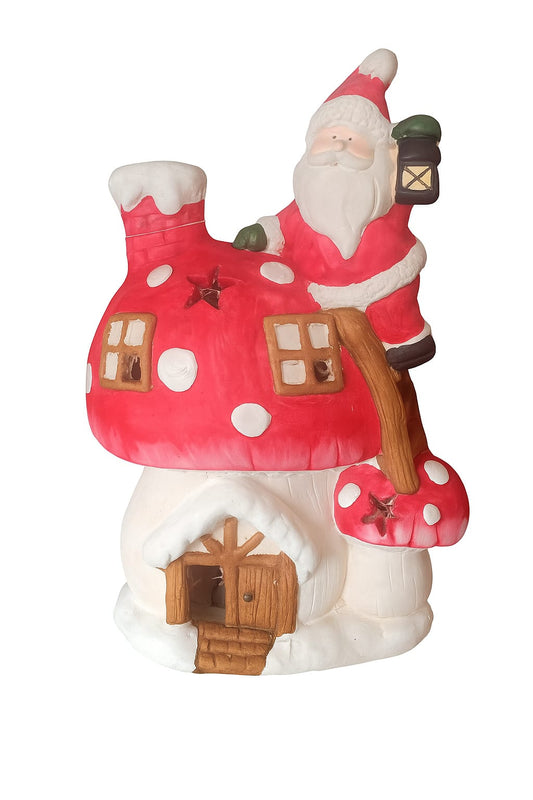 🔵Decorazione casa fungo con babbo Natale