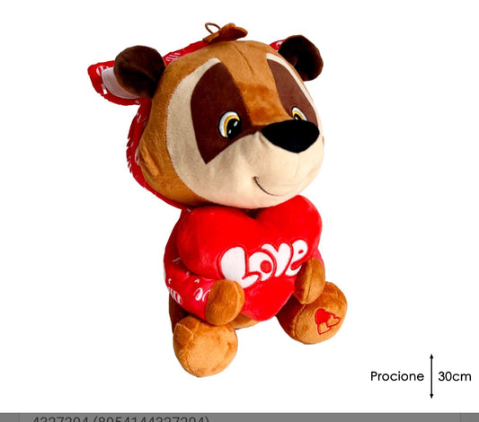 Procione c/Felpa e cuore Cm 30