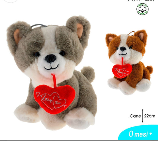 Cane cuore 2 assortiti cm 22