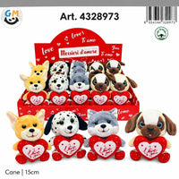 Cane assortito con cuore 15 cm