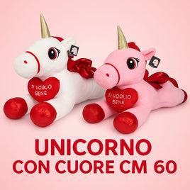 Unicorno con cuore 60 cm