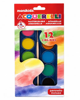 Acquerelli Monikids – 12 Colori con Pennello