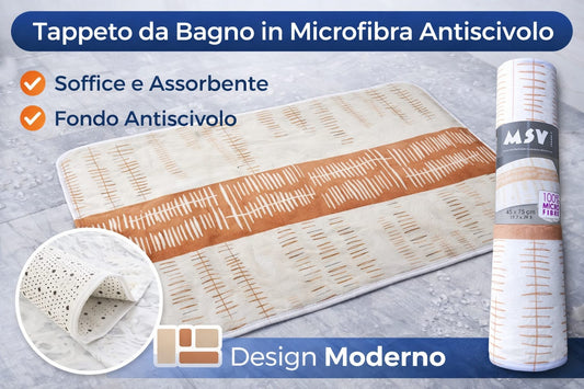 Tappeto da Bagno in Microfibra Antiscivolo – Design Moderno MSV 45 x 75 cm