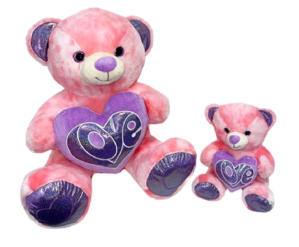 Orso con cuore rosa cm 55